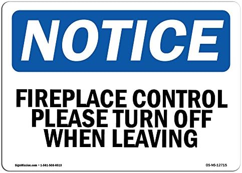 Оша Известување Знак-Контрола На Камин Ве Молиме Исклучете Кога Заминувате / Алуминиумски Знак | Заштитете Го Вашиот Бизнис, Работна Локација,