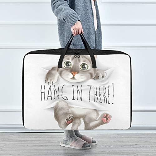 Н/ А Торба За Складирање Со Голем Капацитет-Смешна Симпатична Мачка Јорган Облека Организатор Декорација Плакарот Патент Подвижна Торба