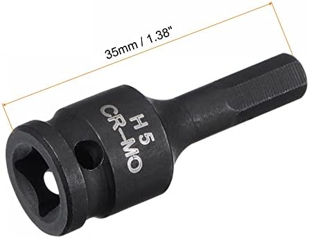 uxcell 5mm Влијание Хексадецимален Битен Приклучок, 1/4 Квадратни Диск 35mm Должина CR - MO Метрички Големини