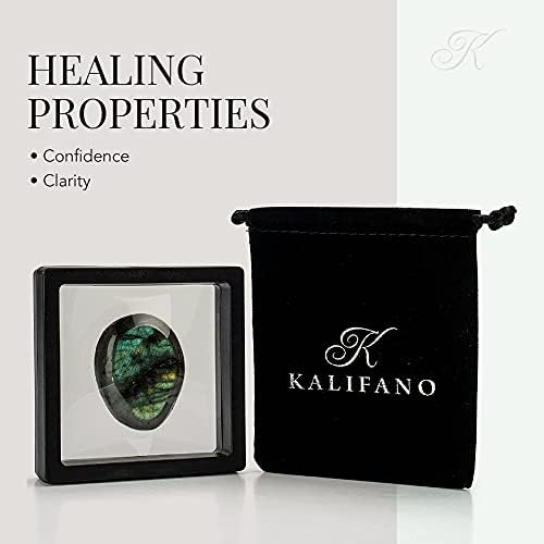 Калифано Лабрадорит Палм камен со ефекти за заздравување и смирување - Висока енергија Лабрадирита со информативна картичка - Реики