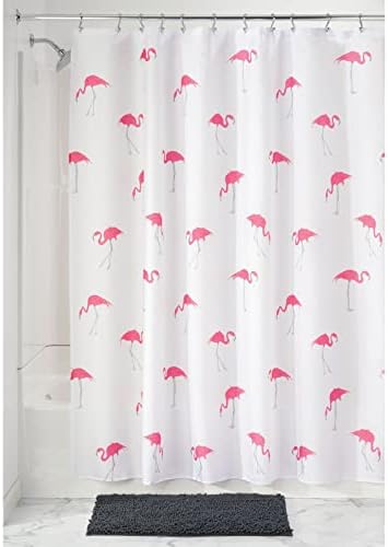 Дизајн Декоративен Тропски Фламинго Печатење - Лесна Ткаенина За Нега Туш Завеса Со Засилени Дупки За Копчиња, За Тушеви Во Бања,