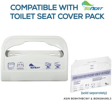 Soneat Тоалетско седиште за покривање на тоалетот - Wallиден монтиран пластичен диспензер за еднократна употреба на полудесење,