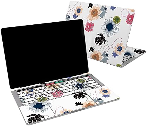 Lex Altern Vinyl Skin компатибилен со MacBook Air 13 Inch Mac Pro 16 Retina 15 12 2020 2019 2018 Гроздобер Бохо цвеќиња цветни