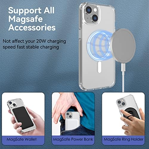 Lopnord за iPhone 14 Case Magsafe Clear, Magnetic for Iphone 14 Cover Cove со Mag Safe Case за жени мажи, отпорен телефонски случај за iPhone