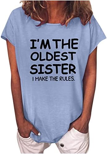 Маици за тинејџерки жени смешни графички печатени обични врвови кратки долги ракави пулвер класични основни маички кошули туника