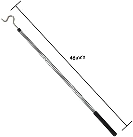 Greyly Classer Reacher Pole со кука 51 Телескопско долго за плакарот, полици за полици, тавански столб.