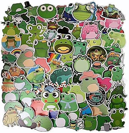 Налепници со жаби од 100 парчиња жаби декорати слатки лаптопи лаптопи цртани фунти жаба водоотпорни декоративни налепници за