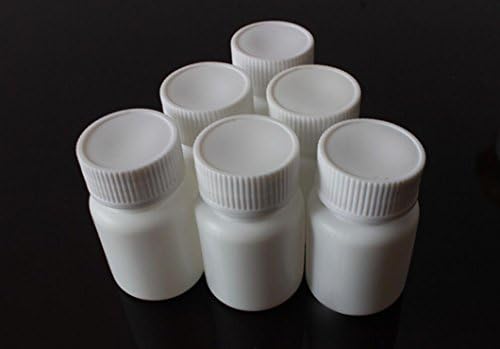 50 парчиња бело празно цврсто пластично шише со држач за држачи за садови со шишенце кутија со капаче за завртки за складирање на примерок