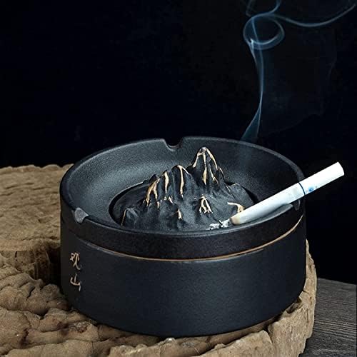Керамички пепелник на керамички пепелник од пепел од пепел со капаци со капаци на отворено затворен затворен канцелариски канцеларија за украси,