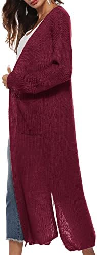 RMXEI лесни јакни за жени, женски мода, лежерна долга долга копчиња со цврста боја џемпер кардиган јакна