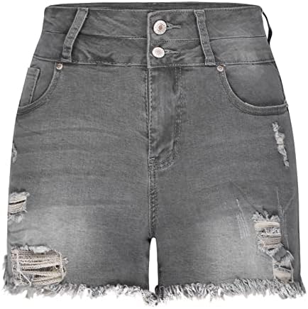 Денимски шорцеви од Wpoumv за жени кои се обидоа со високи половини искинаа летни Jeanан шорцеви трендовски модни потресени кратки фармерки