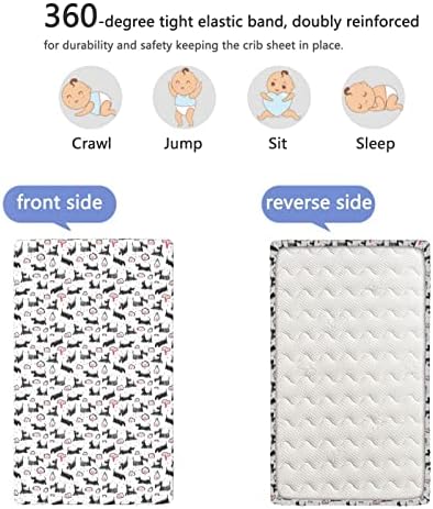 Скоти кучиња тематски опремени мини чаршафи, преносни мини креветчиња за креветчиња меки и дише лежишта за постелнина за девојчиња за момчиња,