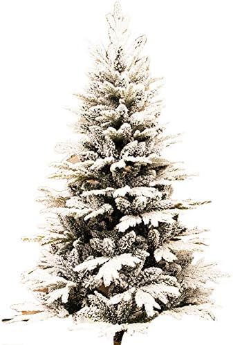 ZPee Бела снег собра елка, материјално ПВЦ бор со метална штанд лесно да се собере Божиќ декорација нелично голо дрво-2.1м