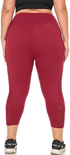 Ние ги манжефрираме женските плус хеланки со големина на половината јога панталони со џебови за тренингот за тренингот на мешунките