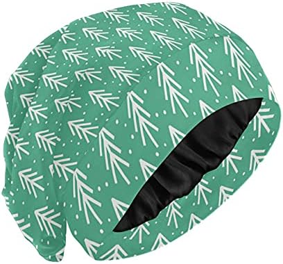 Череп капа за спиење Работа капа за капачиња за жени за жени Божиќ новогодишно дрво снегулки зелена капа за спиење работна капа за коса, ноќна капаче ноќно капаче