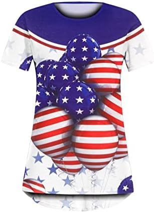 Тинејџерски девојки кратки ракави блузи патриотски starвездени графички врвови кошули екипаж вратот Бранч Шарени летни есенски блузи o8