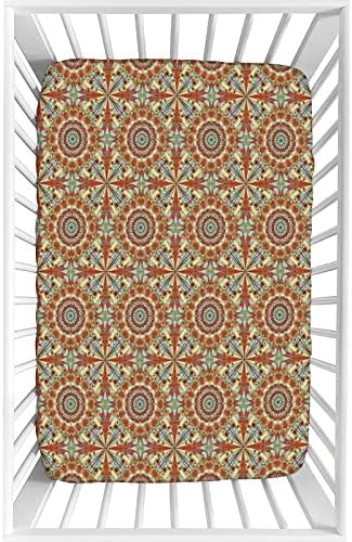 Декоративен креветче за креветчиња, арапски микрофибер свилен мек дете, вграден лист за душеци, 28 x 52 x 8 , шарена геометриска шема со персиски печатен лист за бебиња,