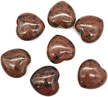 Binnanfang AC216 1pc Природно црвено опсидијан во форма на срце во форма на срце, полиран камен заздравување, подарок природни камења и минерали