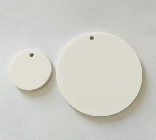 15 парчиња бел акрилен кружен круг со дупка, бел плексиглас празен круг тркалезен диск приврзок додаток за обетки 1/8 дебелина