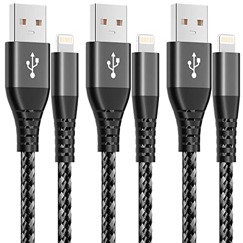 Chaber Maoday Phone 3 Pack 10FT кабел [MFI-сертифициран] Кабел Најлон плетенка со голема брзина USB USB Брза пополнување кабел компатибилен