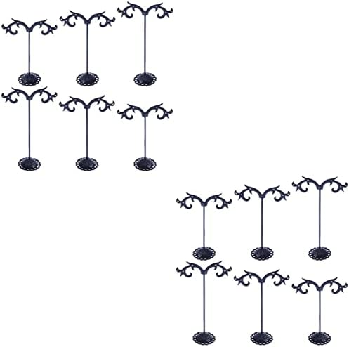Cabilock 12 парчиња парчиња, црни обетки од Т-облик прикажуваат накит за приказ на ѓердан, обетка за складирање на решетки за складирање