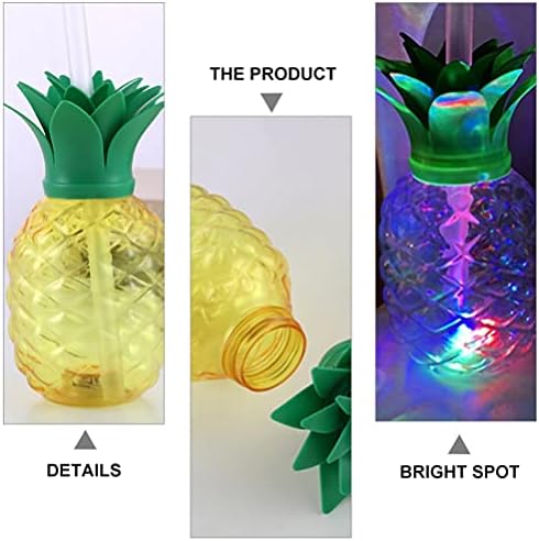 UPKOCH 6 парчиња пластични чаши за пиење во форма на ананас, LED лесни чаши со капаци и слама за забавна декорација