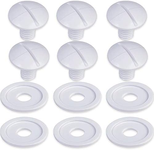 [Пакет од 6] Ултра трајни C -55 C55 Бели пластични завртки за пластични тркала со 6 парчиња дополнителни мијалници за замена на базени