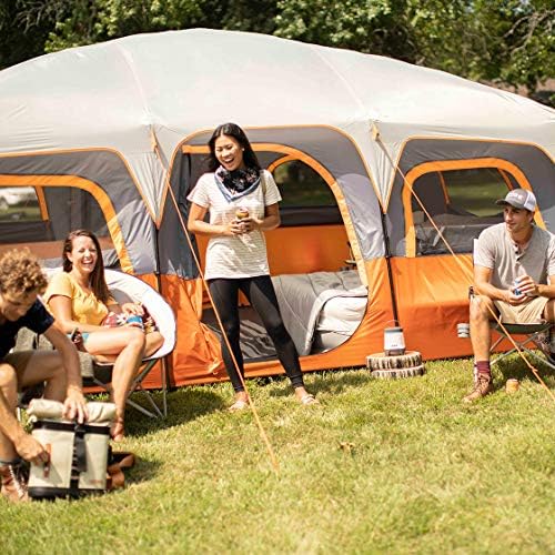 Core 12 шатор на лице | Голем шатор со повеќе простории за семејство со џебови за складирање за додатоци за кампување | Преносна