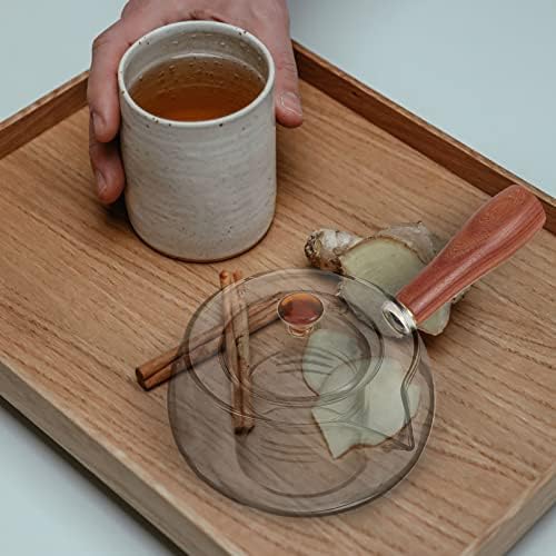 Стаклен чајник за диспензерот за пијалоци со странична рачка производител на чај фу, чај чај диспензер, мал стаклен чај котел
