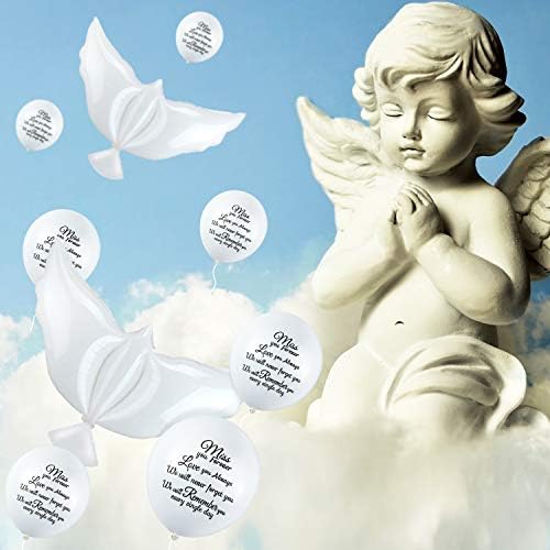 36 Парчиња Бели Меморијални Балони со 4 Парчиња Мир Гулаб Балони Гулаб Птица Балони Погреб Сеќавање Хелиум Балони За Сочувство, Погреб, Годишнина, Комеморации