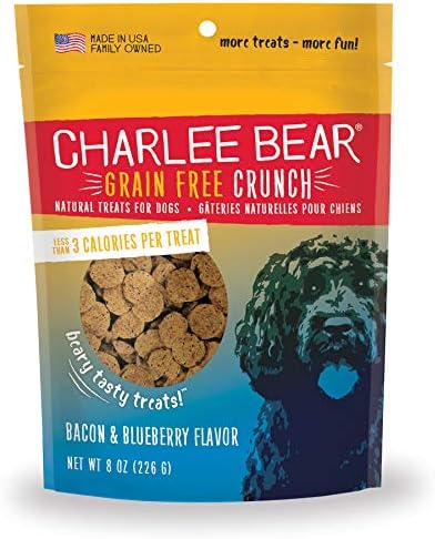 Charlee Bear Grain Free Crunch Dog Treats, сланина и вкус на боровинки, 8 мл