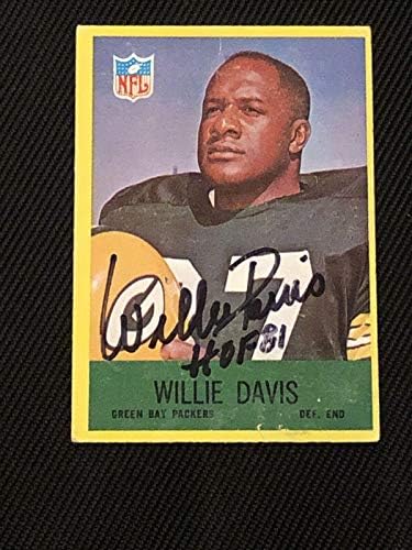 Хоф Вили Дејвис 1967 година Филаделфија потпиша автограмирана картичка 76 Грин Беј Пакерс - НФЛ автограмирани фудбалски картички