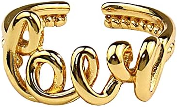 Fashionенски прстени модни прстени за жени Мулти дизајн Неправилно отворање на loveубовна буква опашка прстен злато мониста пресврт отворен индекс