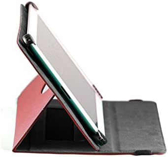 Накриената кожна кожна кутија на Navitech Red Faux со 360 ротационен штанд компатибилен со стандардот Huawei Mediapad M2