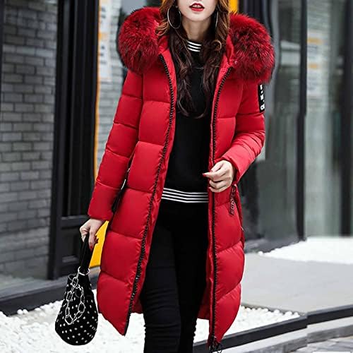 Зимска облека Twgone за жени трендовски тенок средна должина задебелување топла памучна јакна