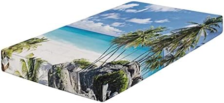 Декоративно вграден креветче за креветчиња, летен микрофибер свилен мек дете, вграден лист за душеци, 28 x 52, дното на плажата Барбадос
