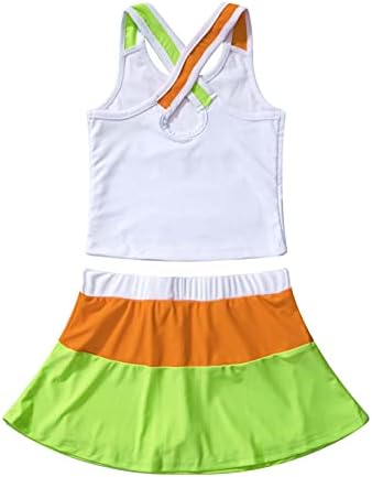 Aiihoo Девојки девојки 2 парчиња за тениски теренски фустани за фустани за фустани за голф на врвовите на резервоарот со шема на поставени страни