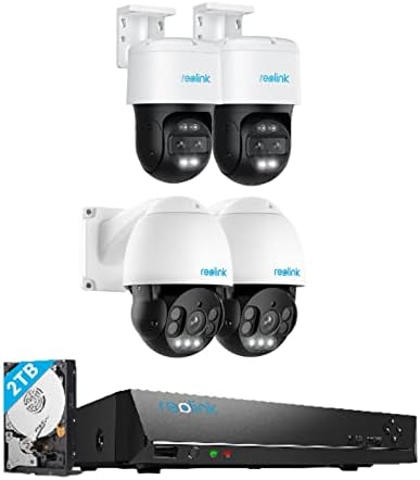 System Reolink 4K PTZ Security Camera, IP POE Outdoor 360 камери, автоматско следење, 2x RLC-823A со 5x оптички зум пакет со 2x TrackMix POE со 6x хибриден зум и 1x RLN8-410 NVR