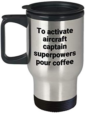 Клугла за патувања со капетан на авиони - Смешна саркастична термичка изолирана не'рѓосувачки челик кафе кригла подарок