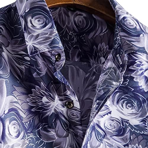 XXBR Хавајски кошули за мажи, копче за пад на долги ракави надолу за да се сврти кошулата геометриска леопард гроздобер обични плажа