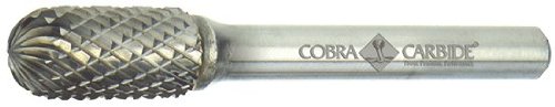 Cobra Carbide 10419 Микро зрно цврсто карбид цилиндричен закопче со радиус крај, единечен исечок, форма C SC-51, 1/8 дијаметар на