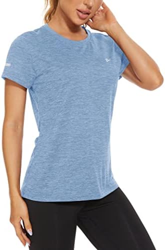 Маица за кратки ракави Магкомен Брзи суви атлетски кошули кои работат со вежбање јога врвна мета активна кошула