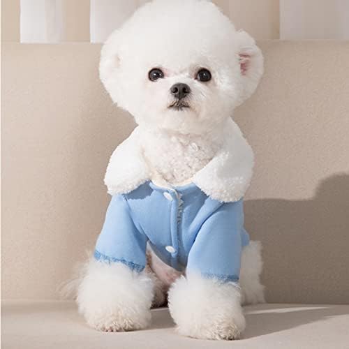 Стекнете зимска густа облека за кучиња, џемпер со лаптол топол отворен џемпер памук волна јака со двојно нозе, памучна облека