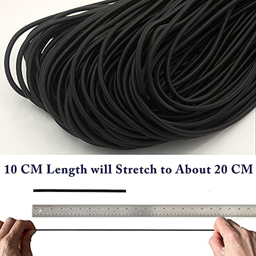 Еластичен кабел на Хемилу 1/8 инчи x 33ft, црна еластична жица за шок на банџи со најлонски ракав и силна сила за изработка