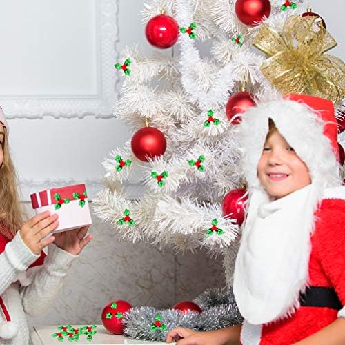 100 парчиња Божиќ Холи Бери остава железо на закрпи извезени апликации шијат на закрпи за Божиќни носни конфети украси
