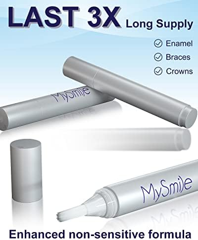 Комплет за белење на заби во Мајсмил Подобрена белење на забите, 3 не-чувствителни шприц за белење на заби, 3 не чувствителни пенкало за белење