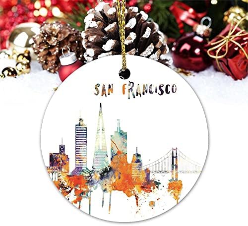 Керамички украс на градот Винизонг, Сан Франциско виси украси украси за новогодишни украси Божиќ и пријатели подарок персонализиран