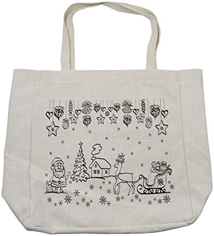 Амбесон Божиќна торба за шопинг, украси од дрвја со санто санки Рудолф ирваси играчки ingингл sвона слика, еколошка торба за еднократно за намирници