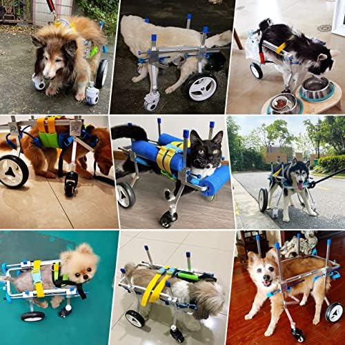 KeYunW Прилагодлива Инвалидска Количка За Кучиња Со 4 Тркала, Целосна Поддршка За Инвалидски Колички За Миленичиња/Мачки Со Хендикепирани Задни Нозе Одење