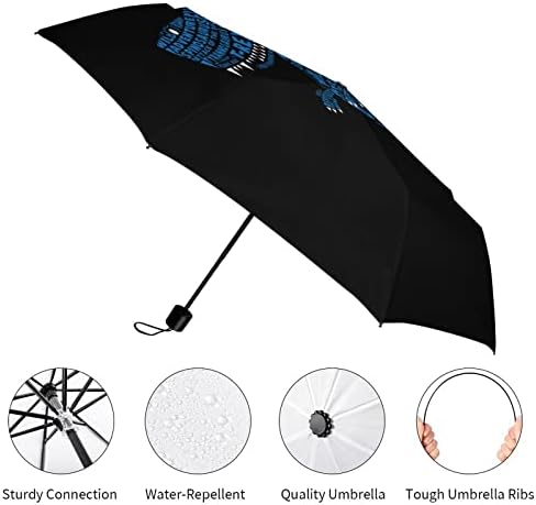 Илустрација На диносаурус Патнички Чадор Пренослив Ветроупорен Преклопен Чадор За Дожд Автоматско Отворање Затворање